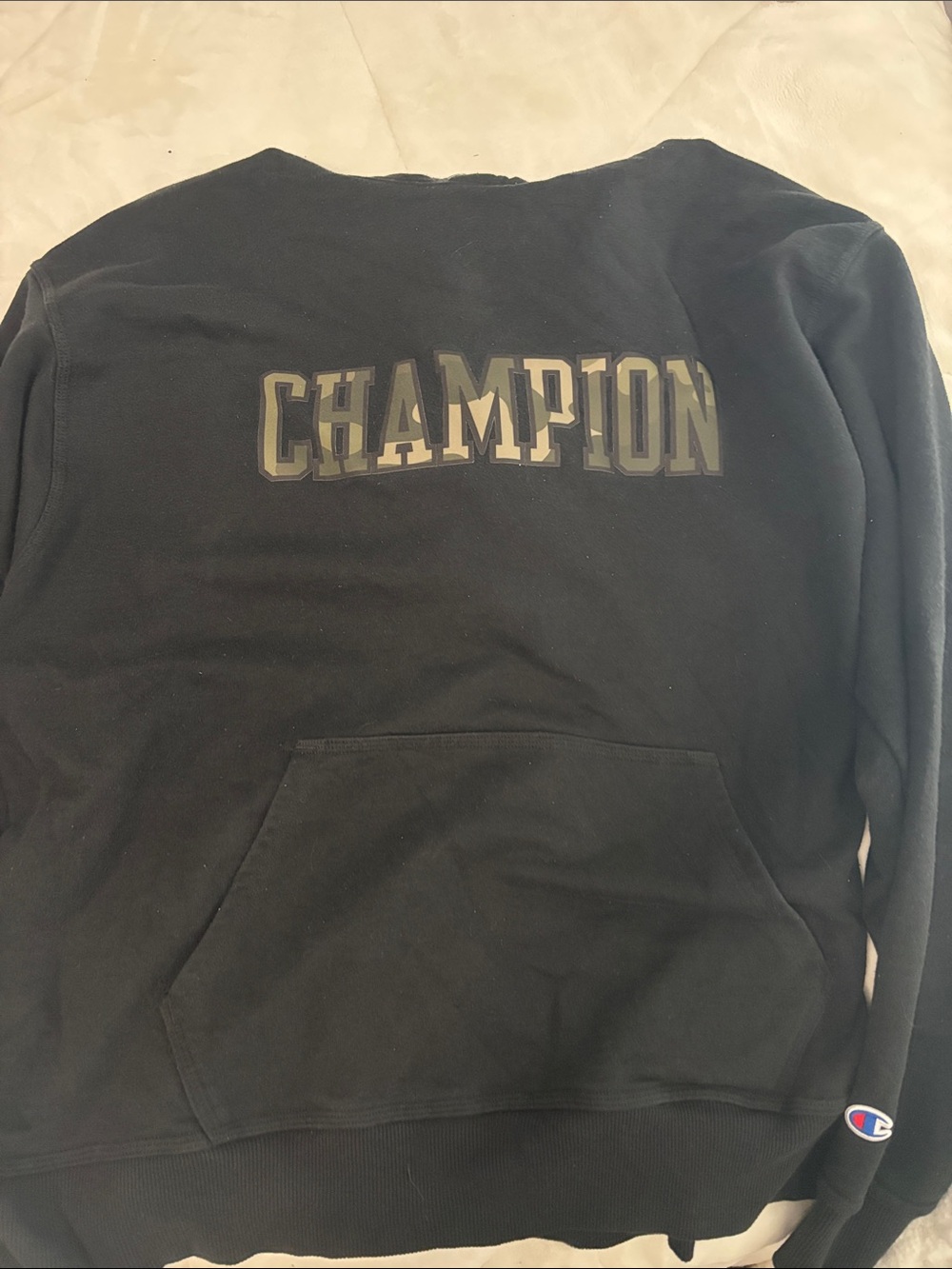 Champion Black Sweatshirt with Camo Logo
